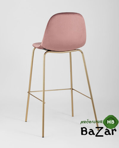 Стул барный Валенсия велюр пыльно-розовый золотые ножки