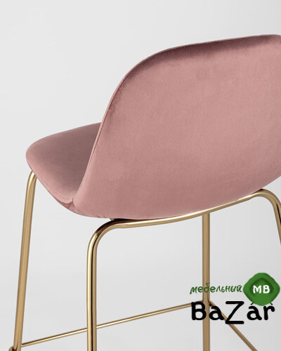 Стул барный Валенсия велюр пыльно-розовый золотые ножки