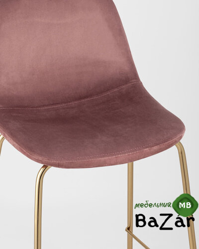 Стул барный Валенсия велюр пыльно-розовый золотые ножки