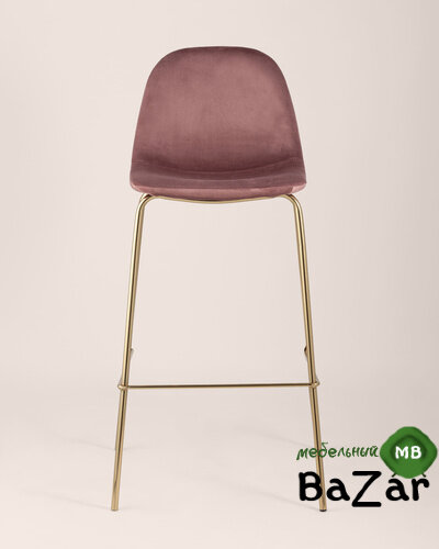 Стул барный Валенсия велюр пыльно-розовый золотые ножки