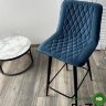Полубарный стул Поль синий #29, велюр / черный каркас (H=66cm)