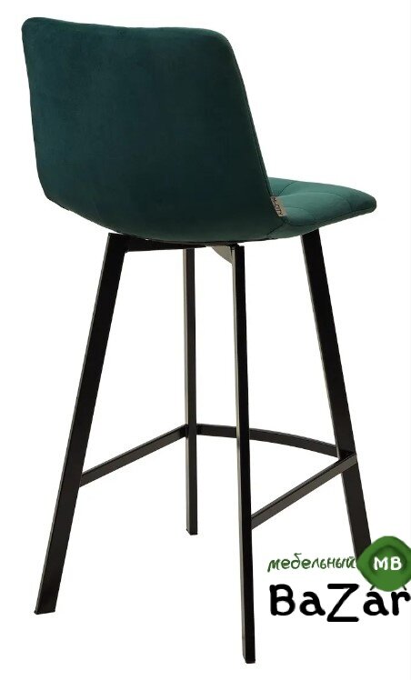 Полубарный стул CHILLI-QB SQUARE зеленый #19, велюр / черный каркас