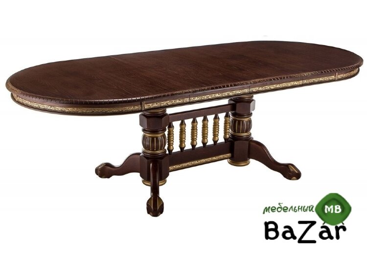Деревянный стол Кантри орех с золотой патиной