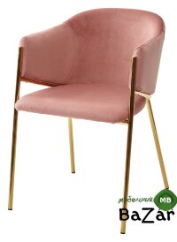 Стул DILL BLUVEL-52 PINK, велюр/ золотой каркас,
