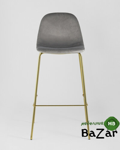 Стул барный Валенсия велюр серый золотые ножки