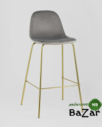Стул барный Валенсия велюр серый золотые ножки