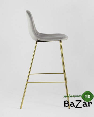 Стул барный Валенсия велюр серый золотые ножки