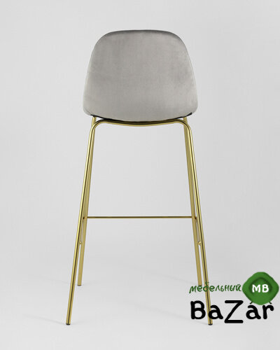 Стул барный Валенсия велюр серый золотые ножки