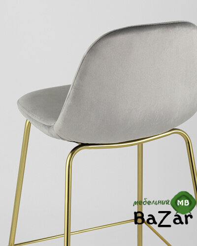 Стул барный Валенсия велюр серый золотые ножки