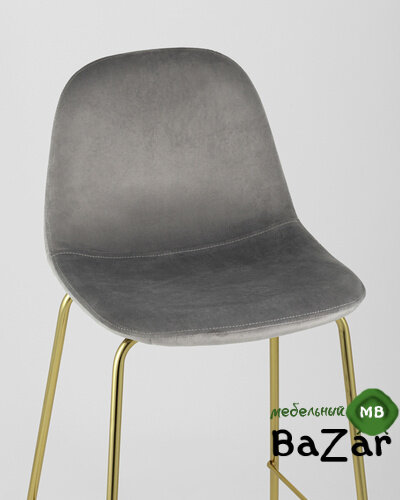 Стул барный Валенсия велюр серый золотые ножки