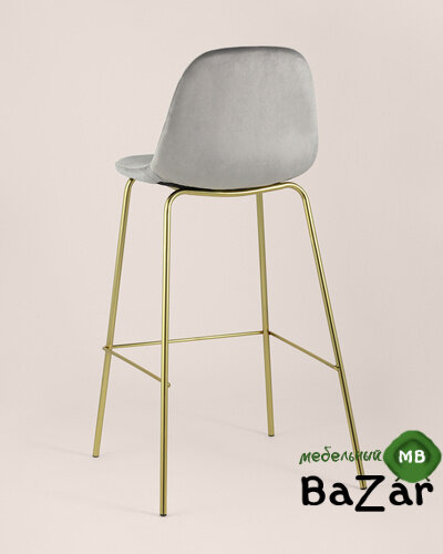 Стул барный Валенсия велюр серый золотые ножки