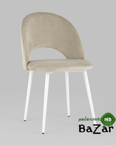 Стул Меган велюр бежевый белые ножки Стул Меган велюр бежевый белые ножки