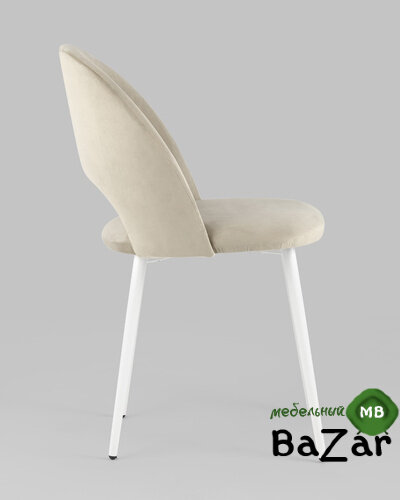 Стул Меган велюр бежевый белые ножки Стул Меган велюр бежевый белые ножки