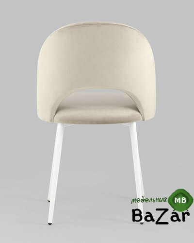 Стул Меган велюр бежевый белые ножки Стул Меган велюр бежевый белые ножки