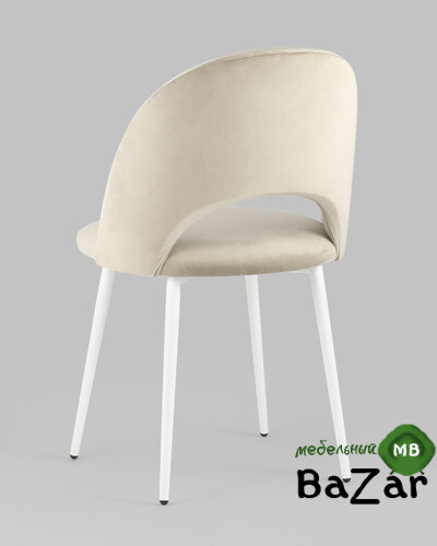 Стул Меган велюр бежевый белые ножки Стул Меган велюр бежевый белые ножки