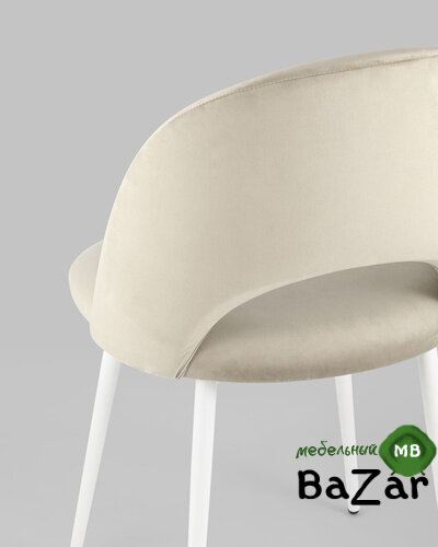 Стул Меган велюр бежевый белые ножки Стул Меган велюр бежевый белые ножки