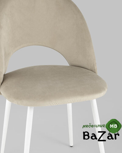Стул Меган велюр бежевый белые ножки Стул Меган велюр бежевый белые ножки