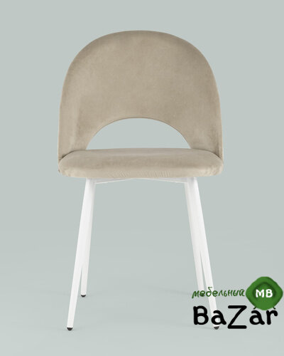 Стул Меган велюр бежевый белые ножки Стул Меган велюр бежевый белые ножки