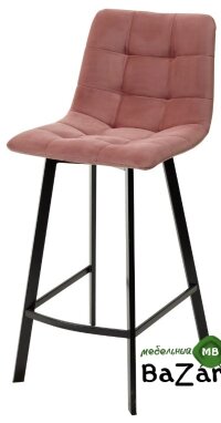 Полубарный стул CHILLI-QB SQUARE розовый #15, велюр / черный каркас
