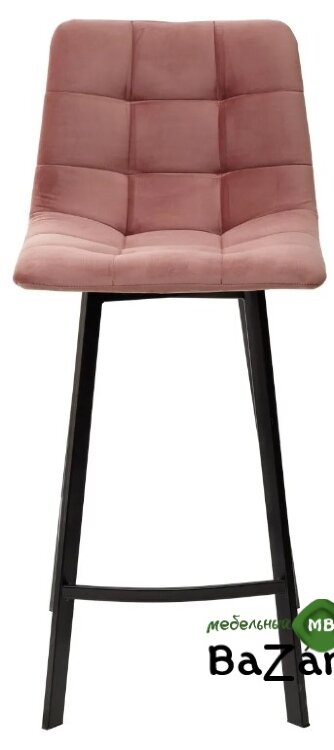 Полубарный стул CHILLI-QB SQUARE розовый #15, велюр / черный каркас