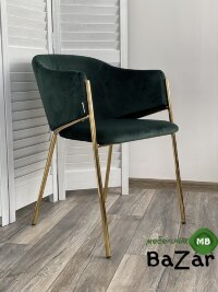 Стул DILL BLUVEL-78 GREEN, велюр/ золотой каркас