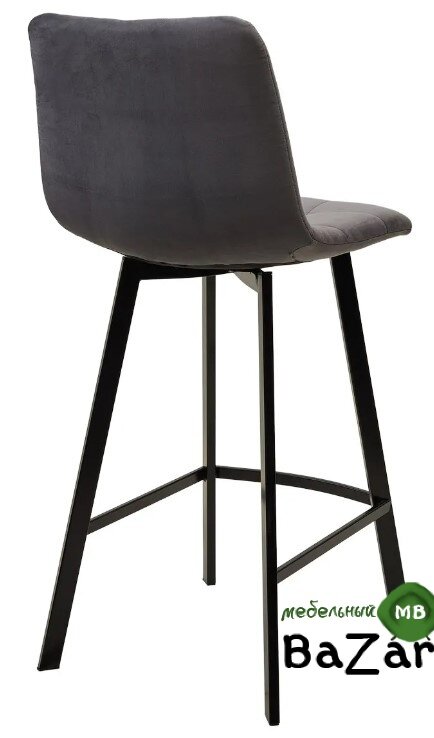 Полубарный стул CHILLI-QB SQUARE серый #27, велюр / черный каркас