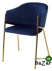 Стул DILL BLUVEL-86 NAVY BLUE, велюр/ золотой каркас