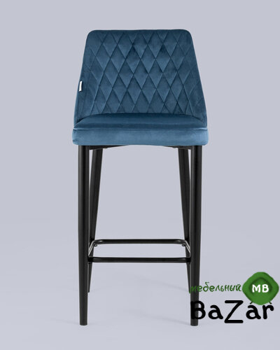 Стул барный ДИЕГО велюр пыльно-синий