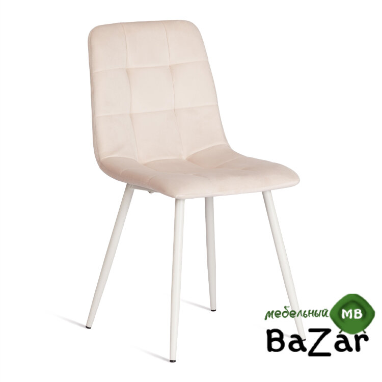 Стул CHILLY (mod. 7094-1) вельвет/металл beige (бежевый) HLR2 / белый