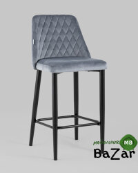 Стул барный ДИЕГО велюр серый