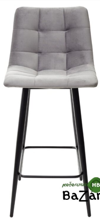 Полубарный стул CHILLI-QB светло-серый #26, велюр / черный каркас