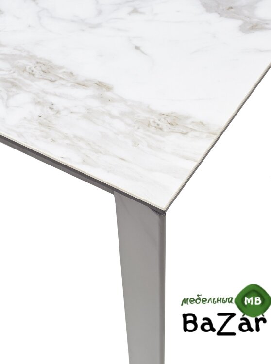 Стол CORNER 120 VOLAKAS WHITE Белый мрамор глянцевый, керамика/ GREY1