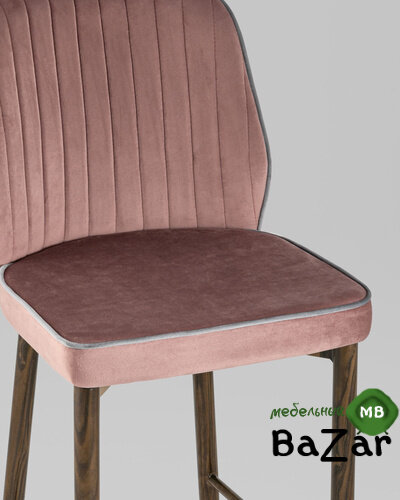 Стул полубарный Лоренс велюр пыльно-розовый