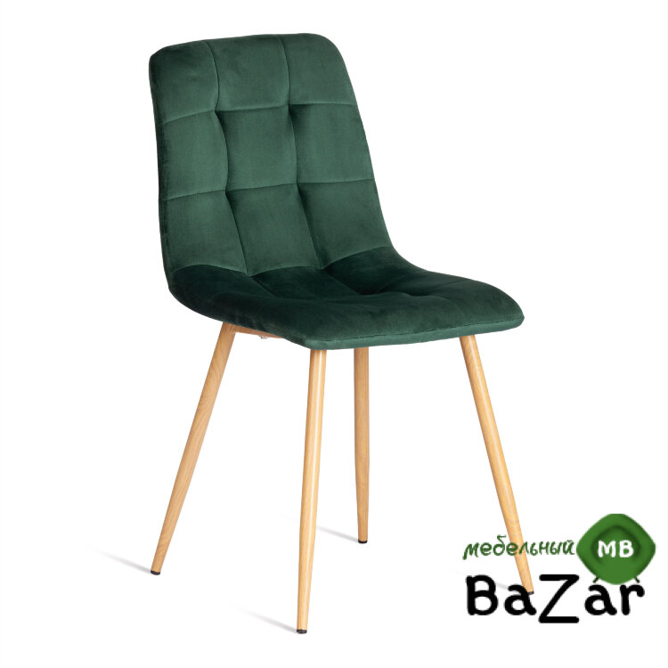 Стул CHILLY (mod. 7094-1) вельвет/металл dark green (темно-зеленый) HLR57 / натуральный