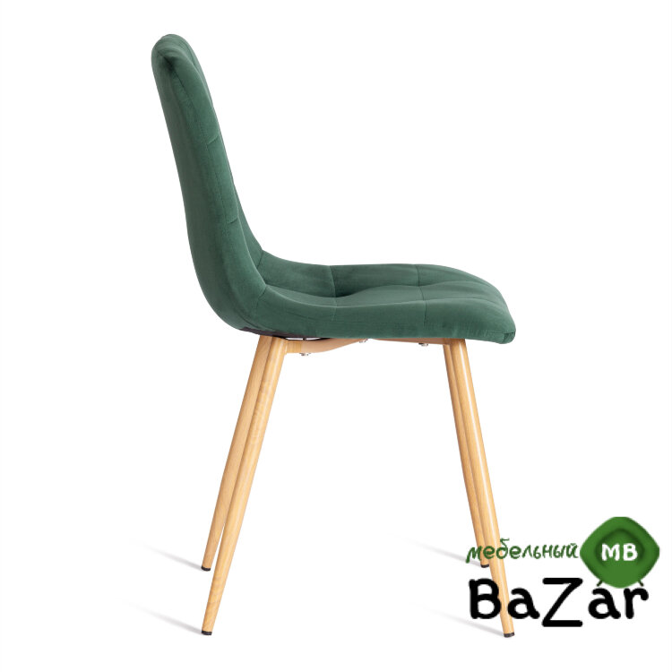 Стул CHILLY (mod. 7094-1) вельвет/металл dark green (темно-зеленый) HLR57 / натуральный