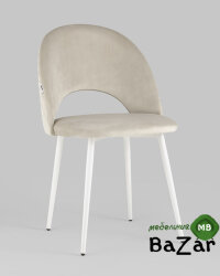 Стул Меган велюр с ромбами бежевый белые ножки Стул Меган велюр с ромбами бежевый белые ножки