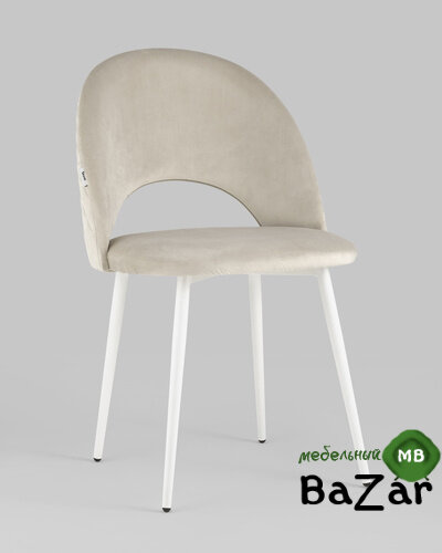 Стул Меган велюр с ромбами бежевый белые ножки Стул Меган велюр с ромбами бежевый белые ножки