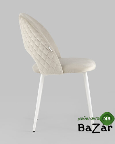 Стул Меган велюр с ромбами бежевый белые ножки Стул Меган велюр с ромбами бежевый белые ножки
