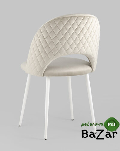 Стул Меган велюр с ромбами бежевый белые ножки Стул Меган велюр с ромбами бежевый белые ножки