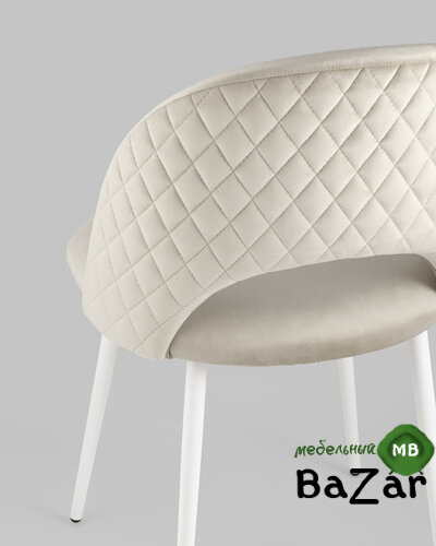 Стул Меган велюр с ромбами бежевый белые ножки Стул Меган велюр с ромбами бежевый белые ножки