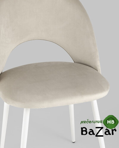 Стул Меган велюр с ромбами бежевый белые ножки Стул Меган велюр с ромбами бежевый белые ножки