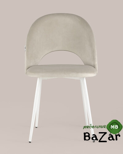 Стул Меган велюр с ромбами бежевый белые ножки Стул Меган велюр с ромбами бежевый белые ножки