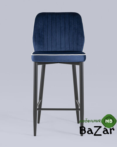 Стул полубарный Лоренс велюр синий