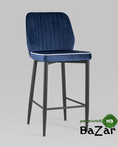 Стул полубарный Лоренс велюр синий