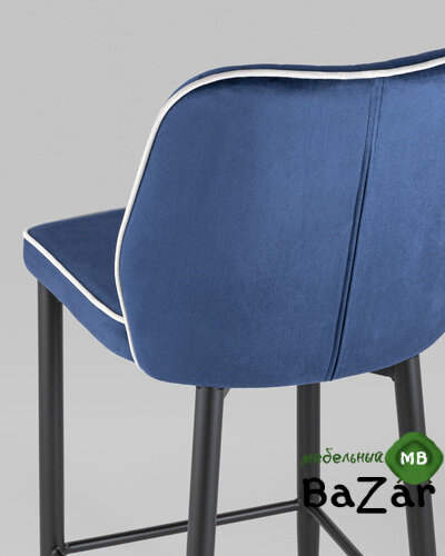 Стул полубарный Лоренс велюр синий