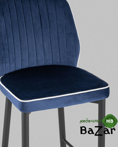 Стул полубарный Лоренс велюр синий