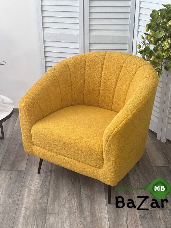 Кресло KALMAR NINI-04 Желтый, teddy / черный каркас