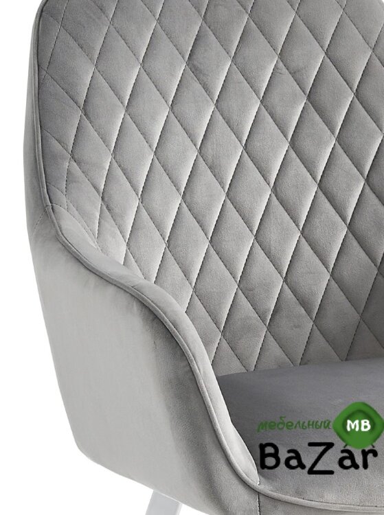 Кресло поворотное DC79001R поворотный, белый, велюр светло-серый light grey52