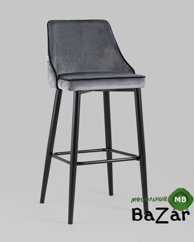 Стул барный Коби велюр серый