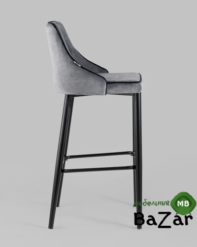 Стул барный Коби велюр серый